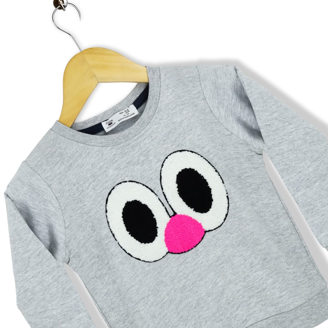 Kids Premium Organic Sweatshirt Funny Face Embroidery