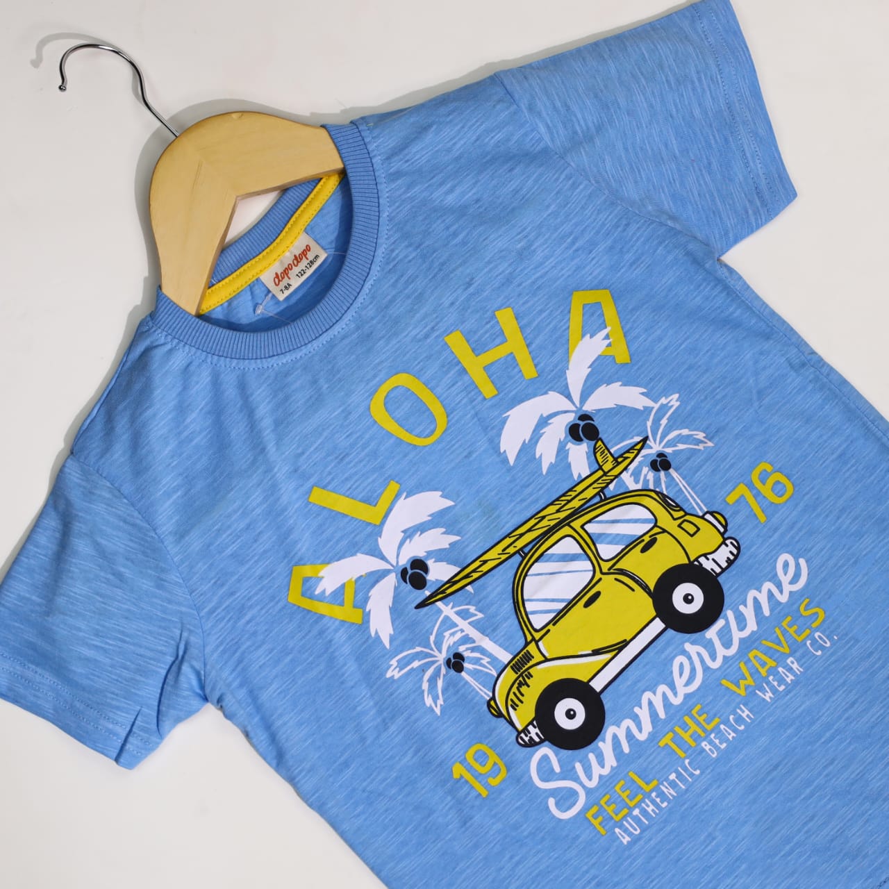 KIDS PREMIUM GRAPHIC T-SHIRT – ALOHA SUMMER (Sky Blue) - Image 2